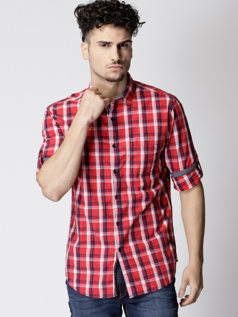

Ecko Unltd Men Red & Navy Blue Slim Fit Checked Casual Shirt