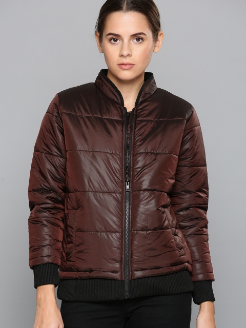 

Chemistry Women Burgundy Striped Puffer Jacket