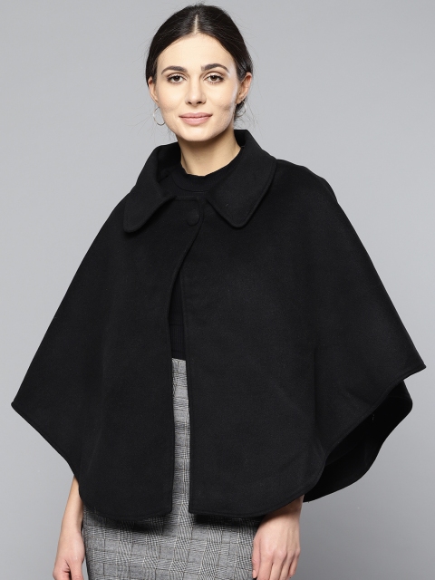 

Chemistry Women Black Solid Cape Jacket
