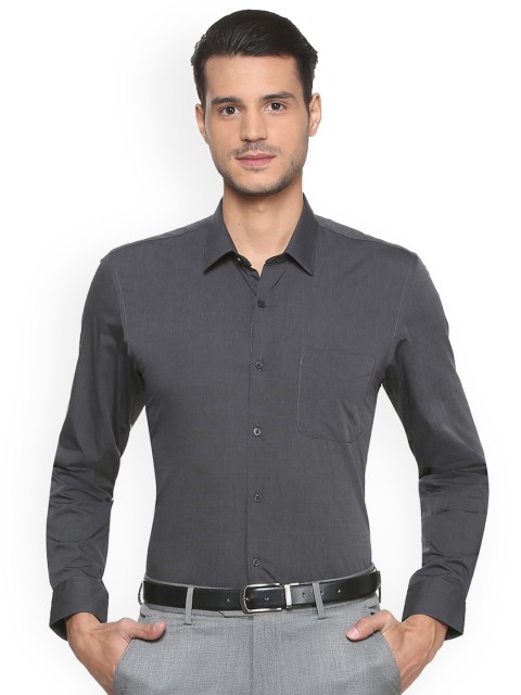

Peter England Men Charcoal Grey Slim Fit Solid Formal Shirt