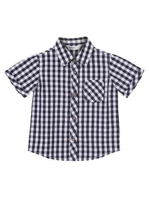 

Beebay Boys Black & White Regular Fit Checked Casual Shirt