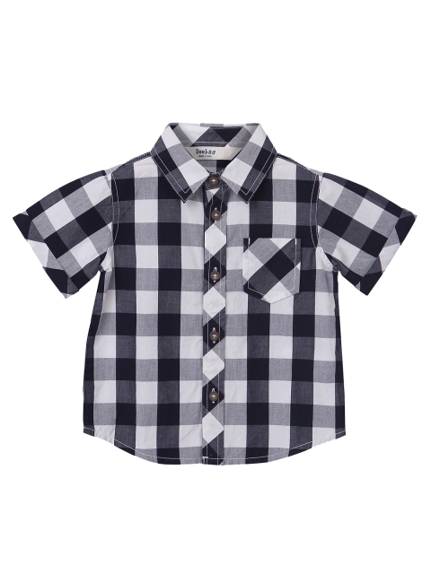 

Beebay Boys Black & White Regular Fit Checked Casual Shirt
