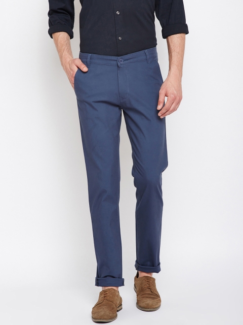 

Hancock Men Blue Slim Fit Solid Chinos