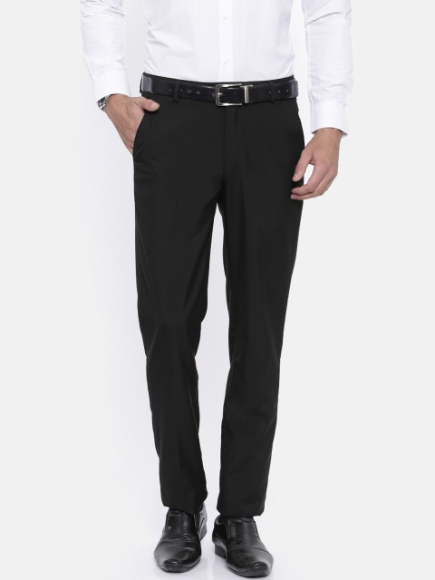 

Peter England Men Black Slim Fit Solid Formal Trousers