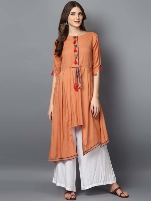 

STREET 9 Women Beige Solid A-Line Kurta