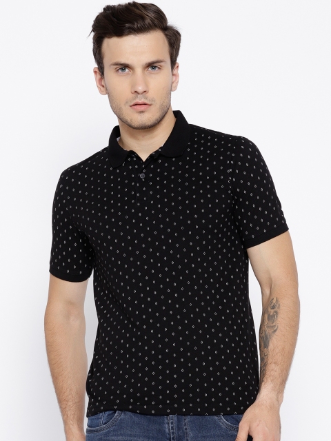 

Peter England Men Black Printed Polo Collar T-shirt