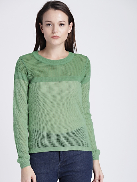 

Chemistry Women Teal Self Design Pullover