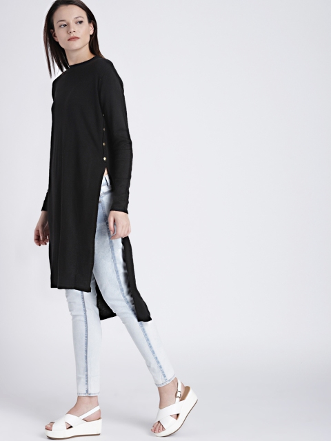 

Chemistry Women Black Longline High-Low Hem Sweater