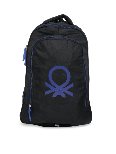 

United Colors of Benetton Unisex Black & Blue Solid Backpack