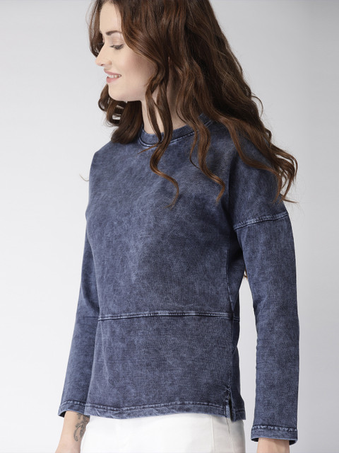 

Mast & Harbour Women Blue Solid Pullover