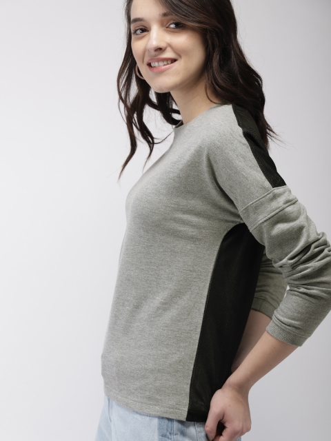 

Mast & Harbour Women Grey & Black Solid Sweatshirt