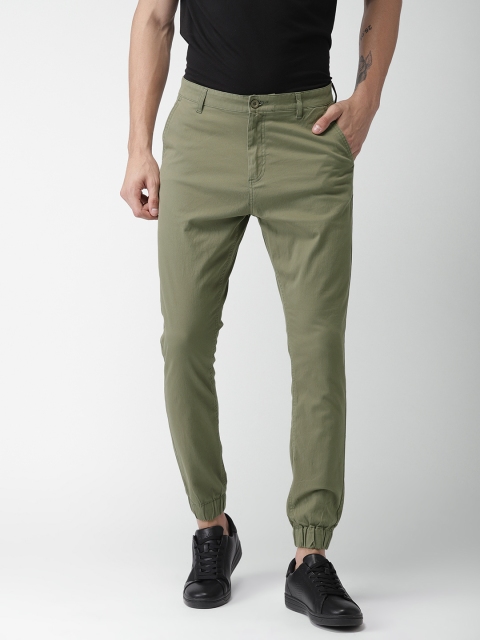 

HIGHLANDER Men Olive Green Slim Fit Solid Joggers