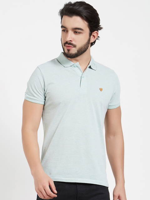 

FRITZBERG Men Sea Green Solid Polo Collar T-shirt