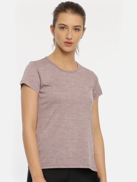 

Kanvin Women Mauve Self Design Round Neck Activewear T-shirt