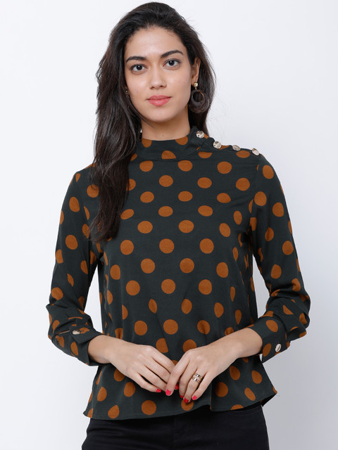 

Tokyo Talkies Women Olive Green Printed Top