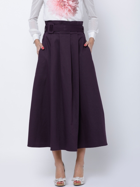 

Tokyo Talkies Purple Soild Midi Skirt