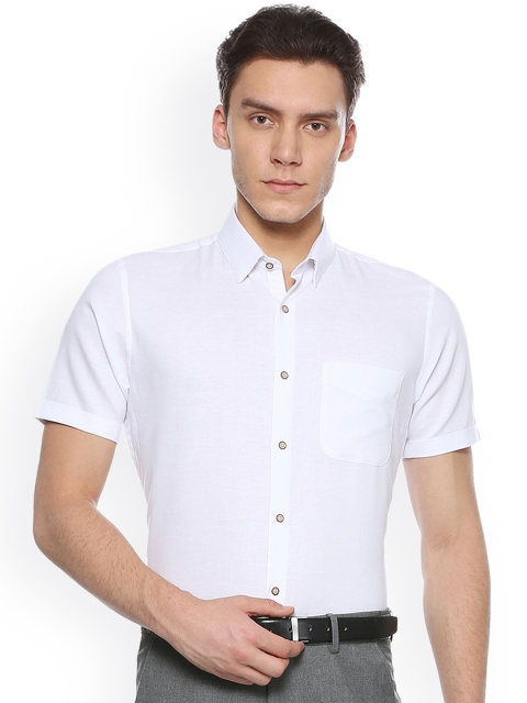 

Peter England Men White Slim Fit Printed Formal Shirt