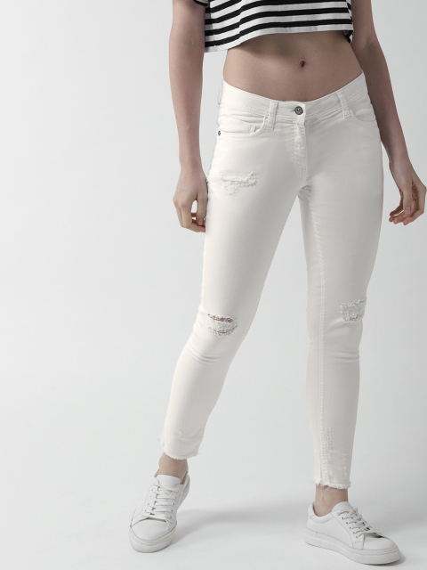 

Harvard Women White Skinny Fit Mid-Rise Mildly Distressed Stretchable Jeans