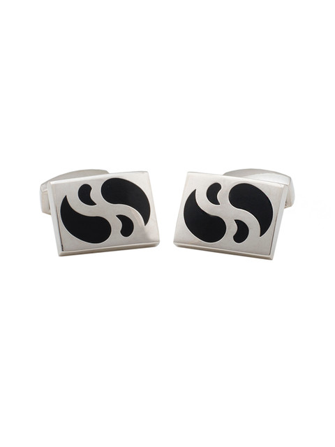 

Tossido Silver-Toned Patterned Geometric Cufflinks