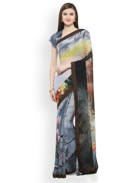 

Shaily Grey & Black Pure Georgette Printed Saree