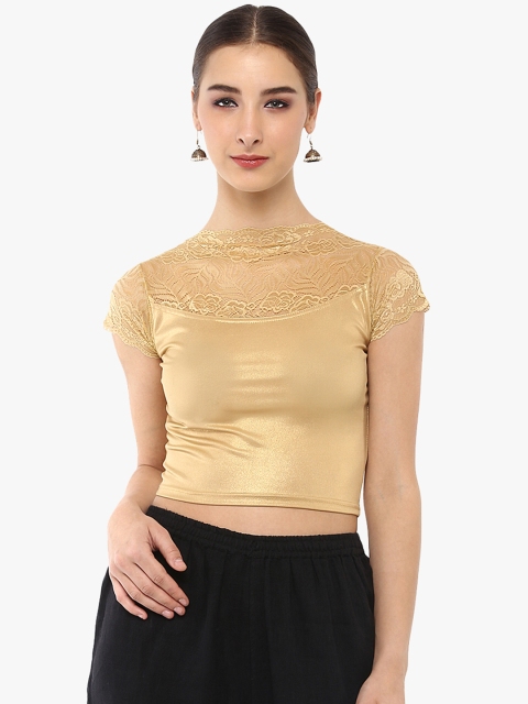 

SALWAR STUDIO Gold-Toned Solid Saree Blouse
