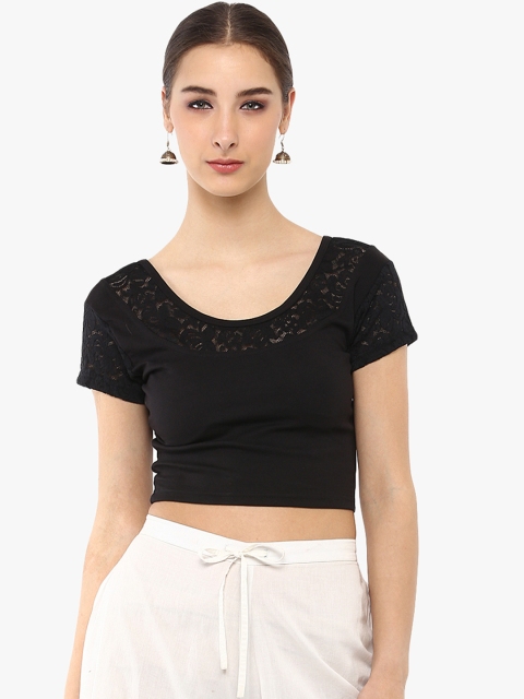 

SALWAR STUDIO Black Solid Saree Blouse