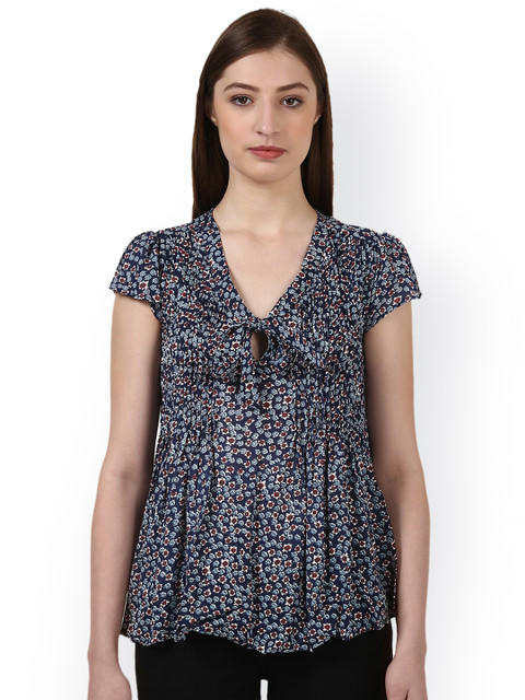 

Park Avenue Women Blue Printed Peplum Top