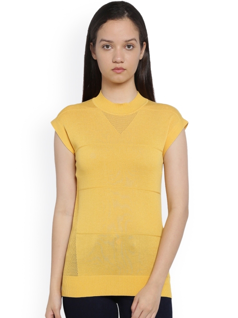 

Van Heusen Woman Women Yellow Self Design Top
