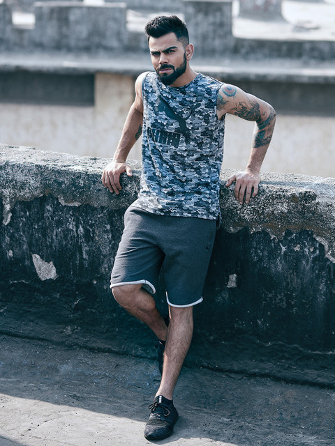 

one8 x PUMA Men Grey Printed Regular Fit Sports Shorts