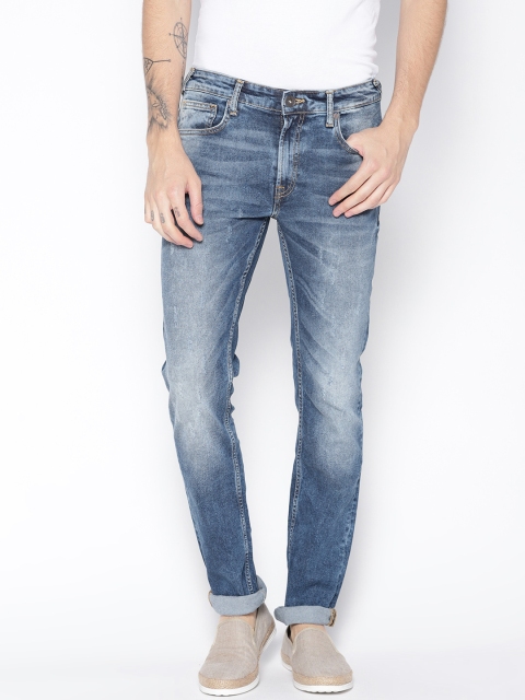 

Pepe Jeans Men Blue Soho Slim Fit Low-Rise Low Distress Stretchable Jeans