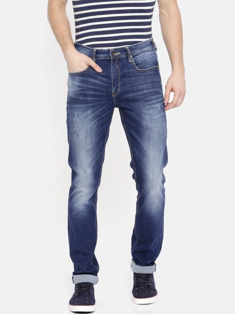 

Pepe Jeans Men Navy Blue Soho Slim Fit Mid-Rise Low Distress Stretchable Jeans