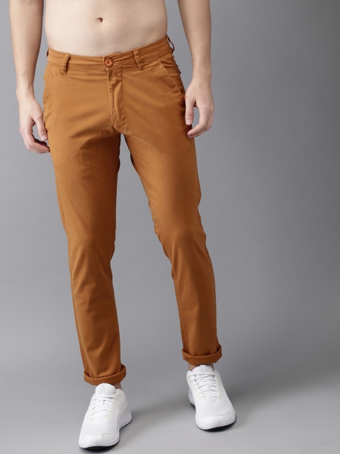 

HERE&NOW Men Rust Brown Tapered Fit Solid Chinos