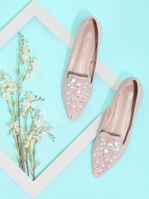 

CORSICA Women Pink Embellished Suede Ballerinas
