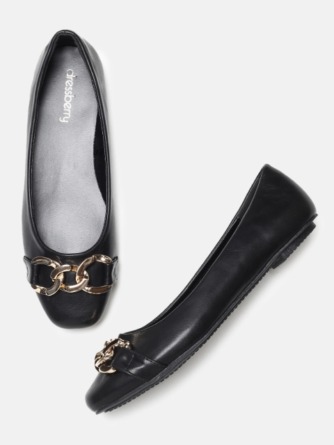 

DressBerry Women Black Solid Synthetic Ballerinas