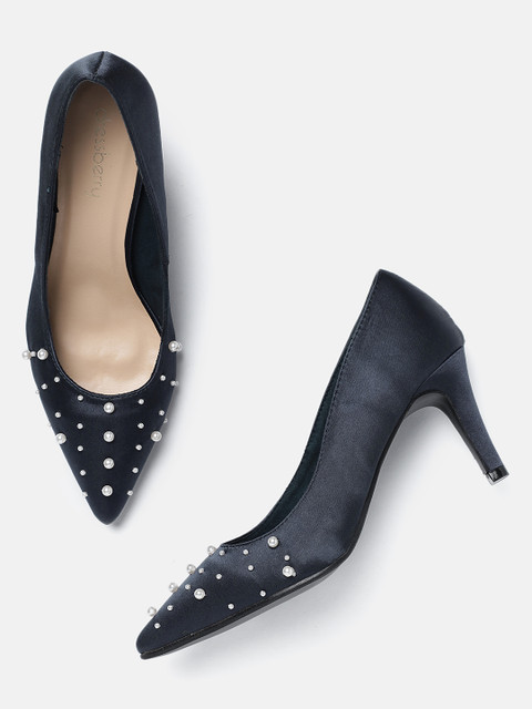 

DressBerry Women Navy Blue Embellished Pumps
