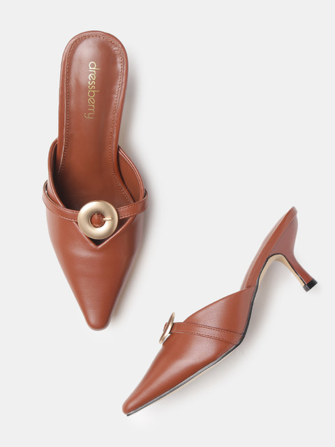 

DressBerry Women Brown Solid Mules