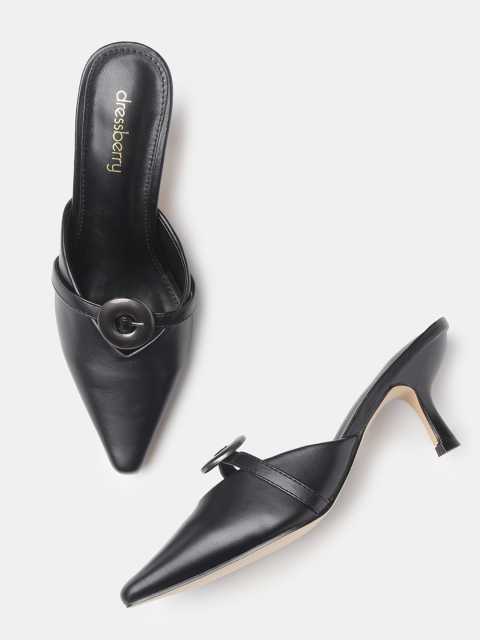 

DressBerry Women Black Solid Mules