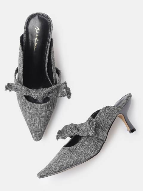 

Mast & Harbour Women Grey Woven Design Mules