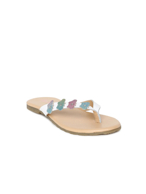 

Aria Nica Girls White Solid Leather Mini fly Open Toe Flats
