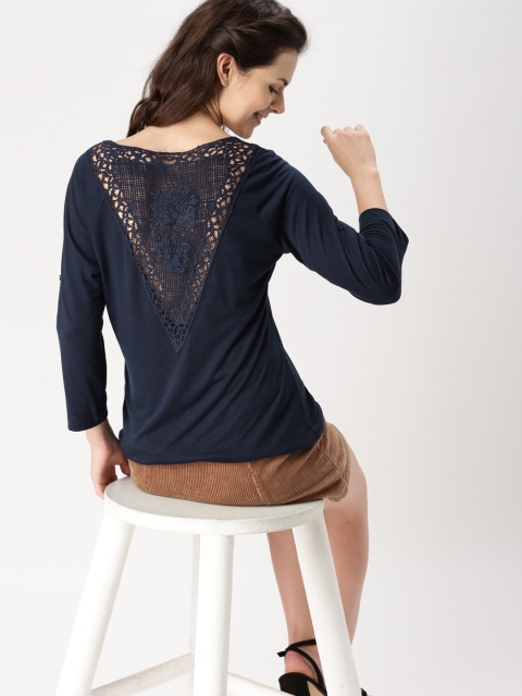 

DressBerry Women Navy Blue Solid Top
