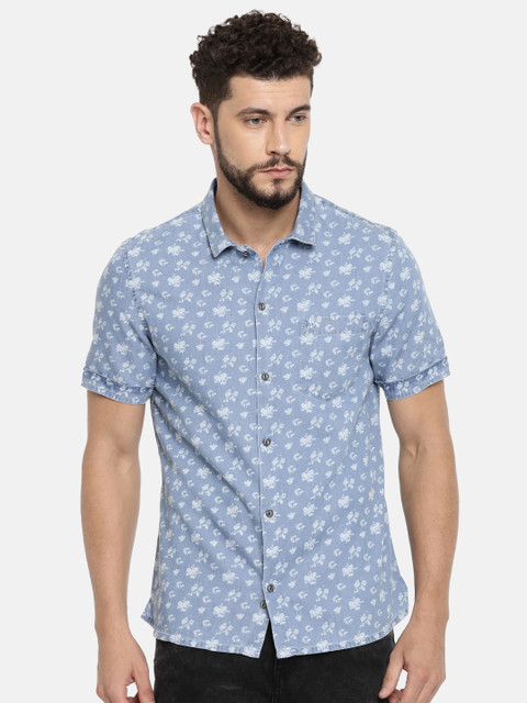 

Indian Terrain Men Blue Chiseled Slim Fit Printed Casual Shirt