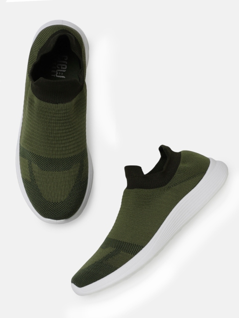 

Crew STREET Men Olive Green Slip-On Sneakers