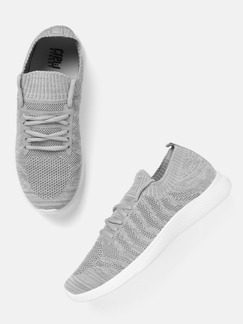 

Crew STREET Men Grey Solid Woven Design Sneakers