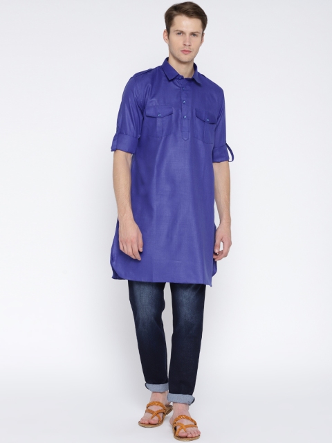 

Gatha Men Blue Solid Pathani Kurta