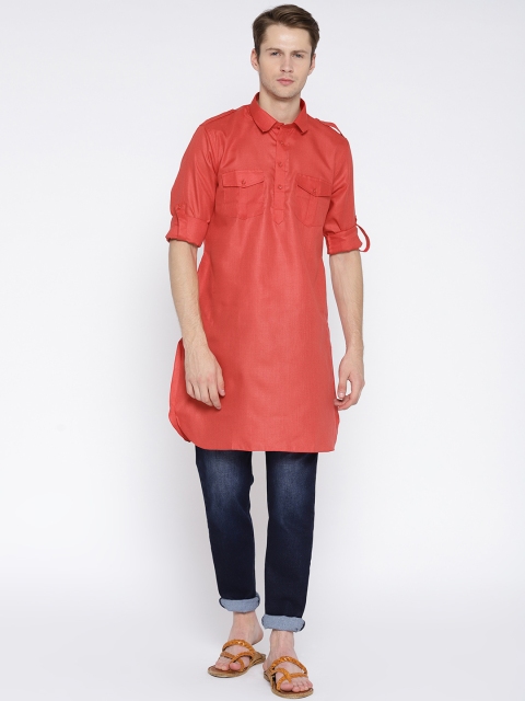 

Gatha Men Red Solid Pathani Kurta