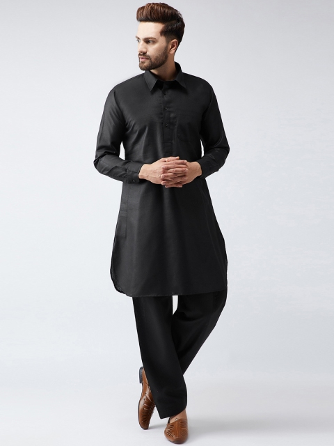 

SOJANYA Men Black Solid Kurta with Salwar
