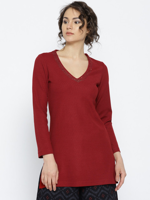 

Rangriti Maroon Solid Kurti