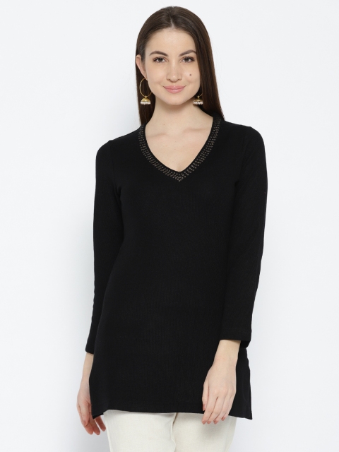 

Rangriti Black Solid Kurti