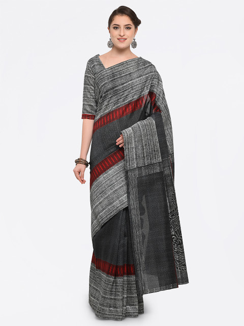 

Saree mall Grey Bhagalpuri Silk Striped Saree