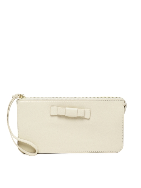 

Caprese Women Beige Solid Leather Zip Around Wallet